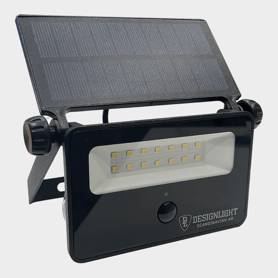 Batteridriven strålkastare med sensor solcellslampa